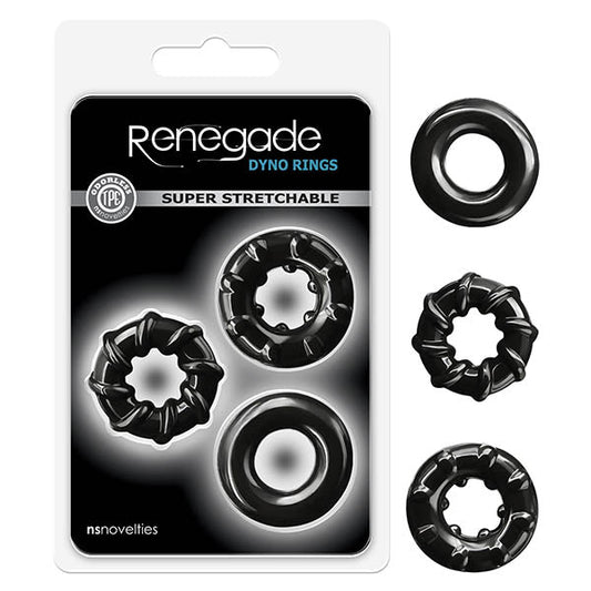 Renegade - Dyno Rings - Black Cock Rings - Set of 3 - Pleasure Den