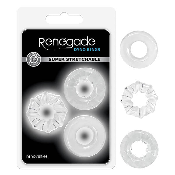 Renegade - Dyno Rings - Clear Cock Rings - Set of 3 - Pleasure Den