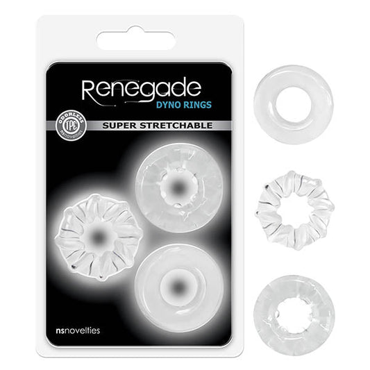 Renegade - Dyno Rings - Clear Cock Rings - Set of 3 - Pleasure Den