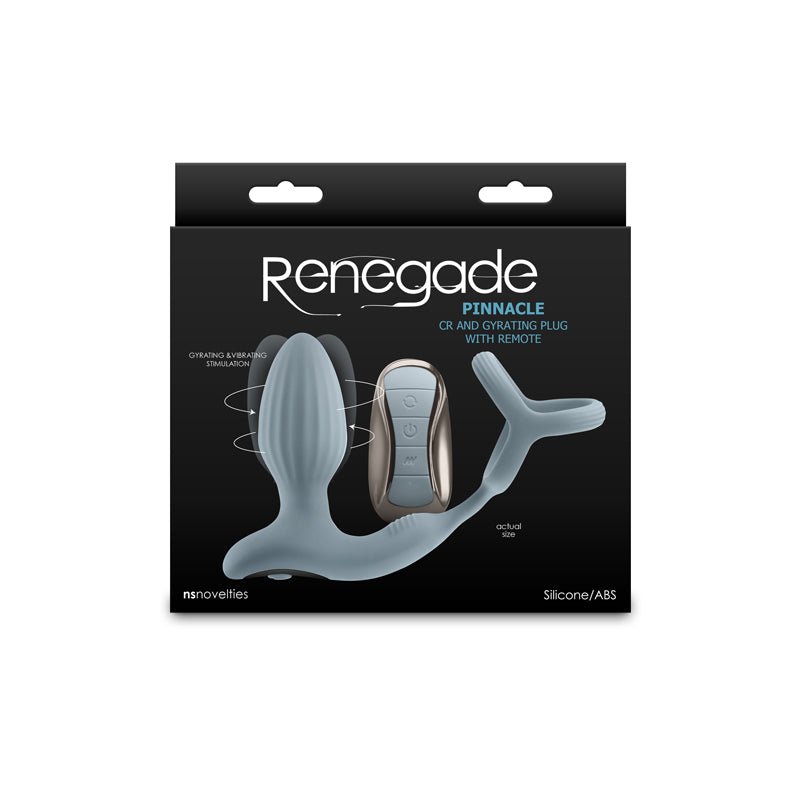 Renegade Pinnacle - Grey - Grey USB Rechargeable Vibrating Butt Plug with Cock Ring - Pleasure Den
