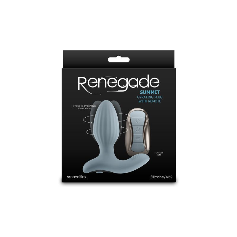 Renegade Summit - Grey - Grey 10.2 cm USB Rechargeable Vibrating Butt Plug with Remote - Pleasure Den