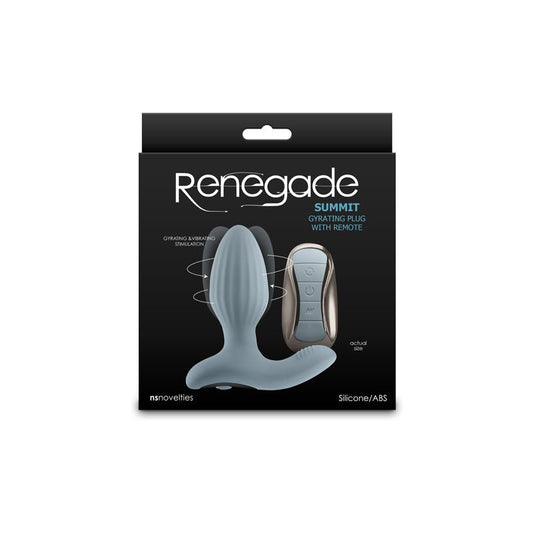 Renegade Summit - Grey - Grey 10.2 cm USB Rechargeable Vibrating Butt Plug with Remote - Pleasure Den