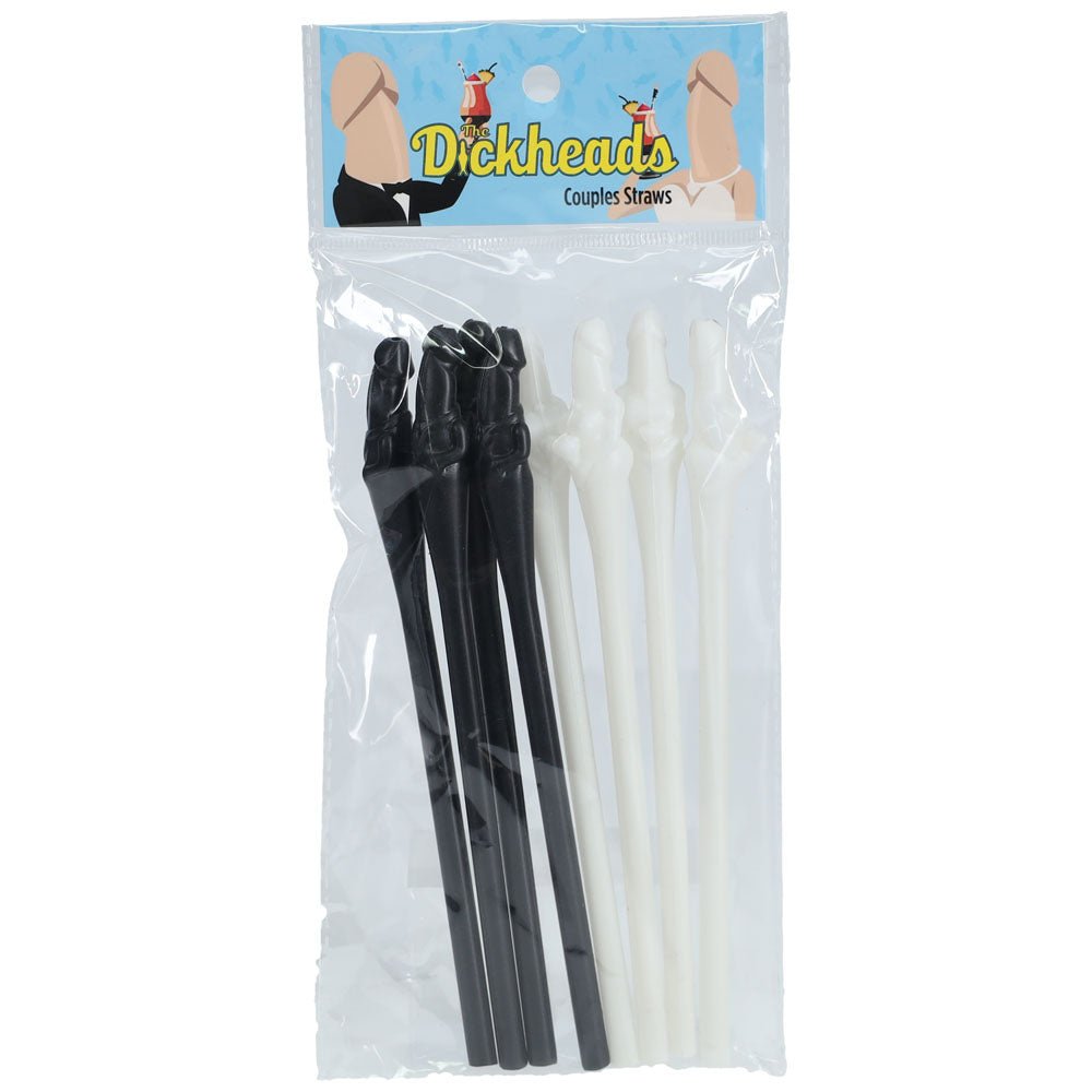 S-LINE The Dickheads - Couples Straws Black/White - Black/White Novelty Straws - 8 Pack - Pleasure Den