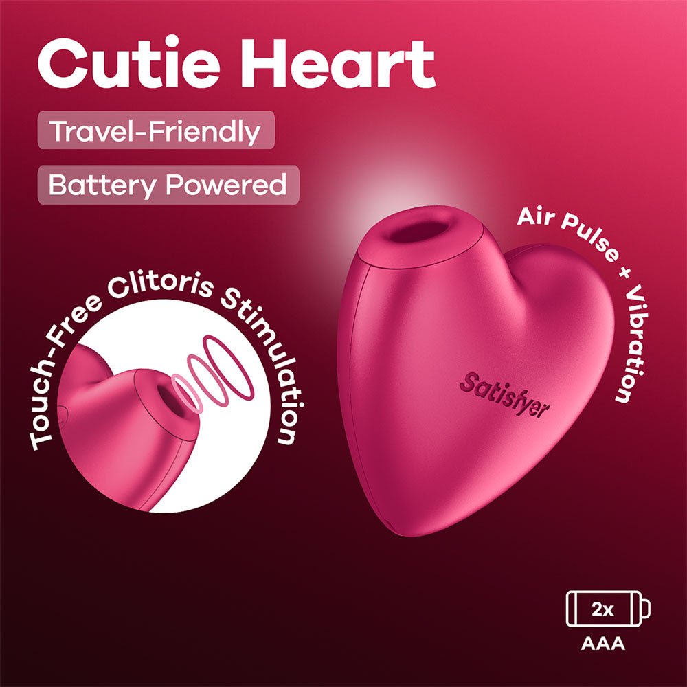 Satisfyer Cutie Heart - Battery Operated - Air Pulsation Stimulator with Vibration - Pleasure Den