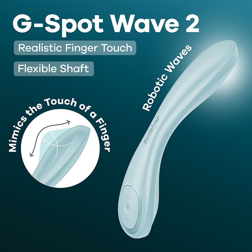Satisfyer G-Spot Wave 2 - Ice - Ice 23.6 cm USB Rechargeable Flicking Tip Vibrator - Pleasure Den