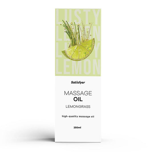 Satisfyer Massage Oil 250 ml Lemongrass - Lemongrass Scented Massage Oil - 250 ml Bottle - Pleasure Den