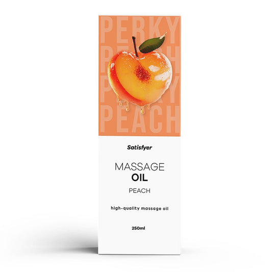 Satisfyer Massage Oil 250 ml Peach - Peach Scented Massage Oil - 250 ml Bottle - Pleasure Den