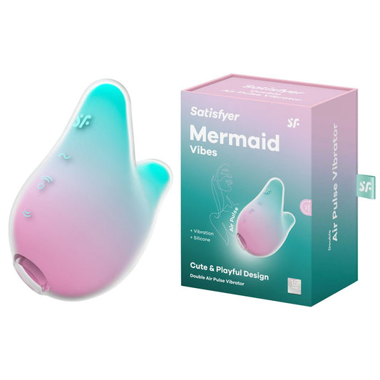 Satisfyer Mermaid Vibes - Mint/Pink - Mint/Pink USB Rechargeable Air Pulse Stimulator - Pleasure Den