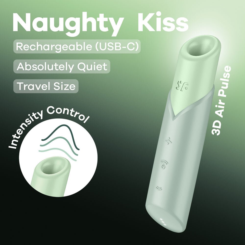 Satisfyer Naughty Kiss - Mint USB Rechargeable Air Pulse Stimulator - Pleasure Den