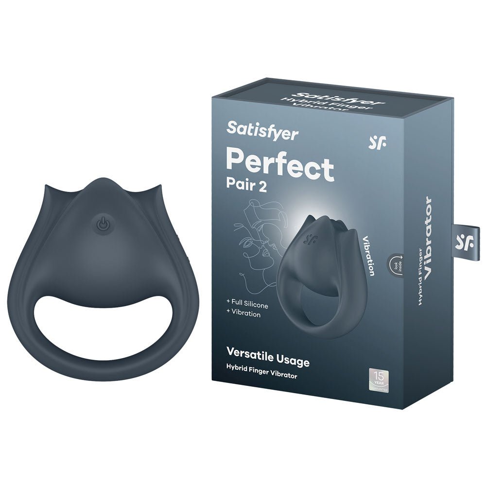 Satisfyer Perfect Pair 2 - Grey USB Rechargeable Vibrating Couples Ring - Pleasure Den