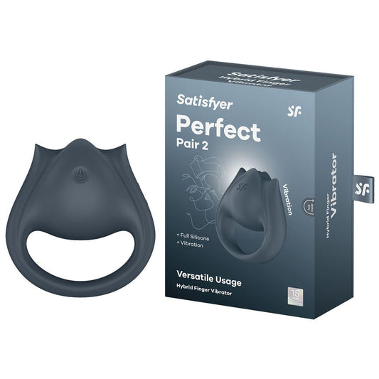 Satisfyer Perfect Pair 2 - Grey USB Rechargeable Vibrating Couples Ring - Pleasure Den