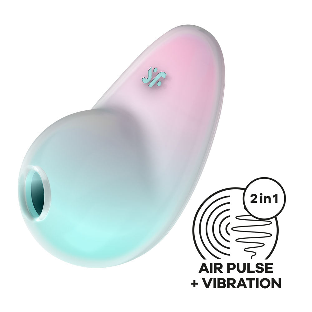 Satisfyer Pixie Dust - Mint/Pink - Mint/Pink USB Rechargeable Vibrating Air Pulse Stimulator - Pleasure Den