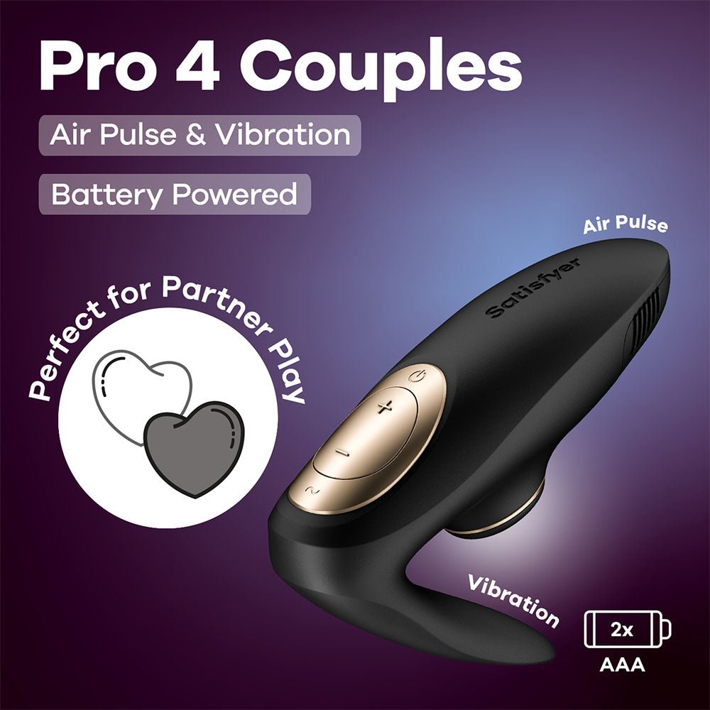 Satisfyer Pro 4 Couples - Battery Series - U-Shaped Couples Vibe with Air Pulsation - Pleasure Den