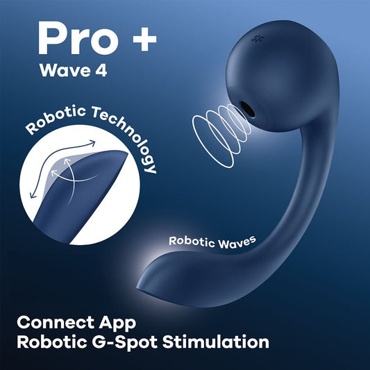 Satisfyer Pro+ Wave 4 - USB Rechargeable Vibrator with Air Pulse Stimulation and App Control - Pleasure Den