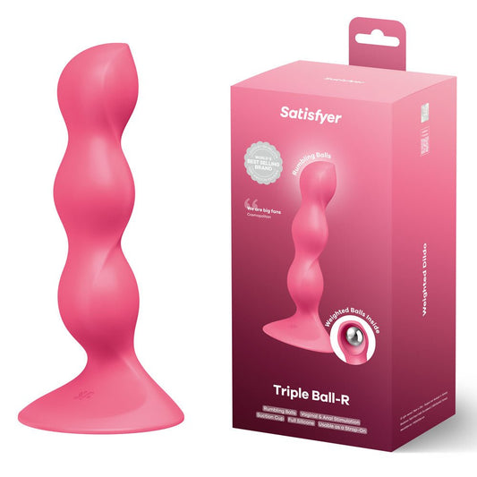 Satisfyer Triple Ball-R - 18 cm Beaded and Weighted Dildo - Pleasure Den