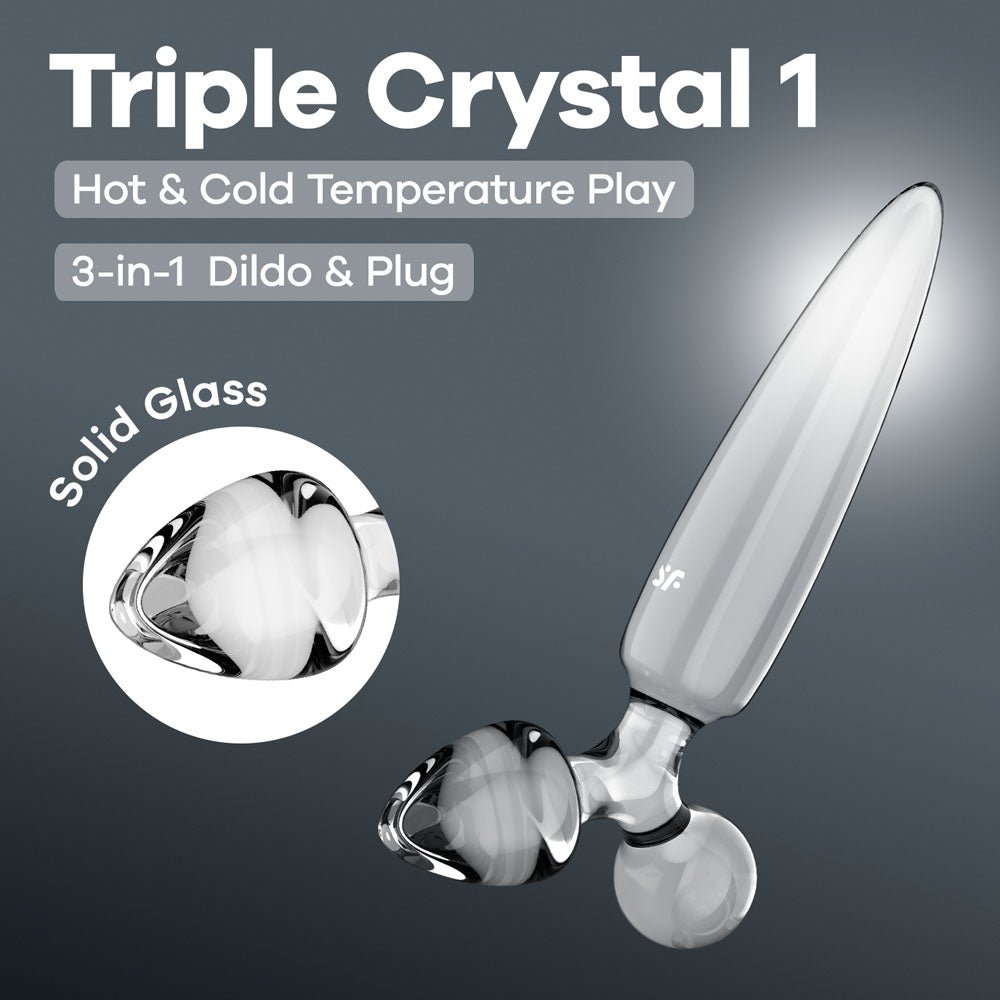 Satisfyer Triple Crystal 1 - Glass 3-in-1 Butt Plug - Pleasure Den
