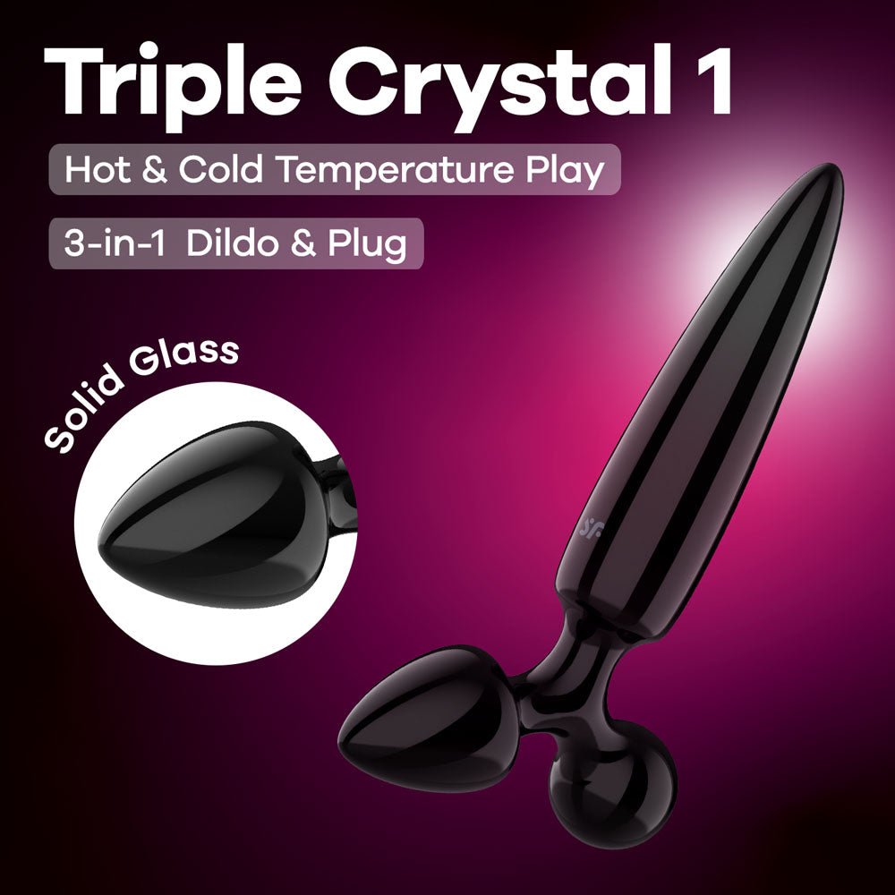 Satisfyer Triple Crystal 1 - Glass 3-in-1 Butt Plug - Pleasure Den