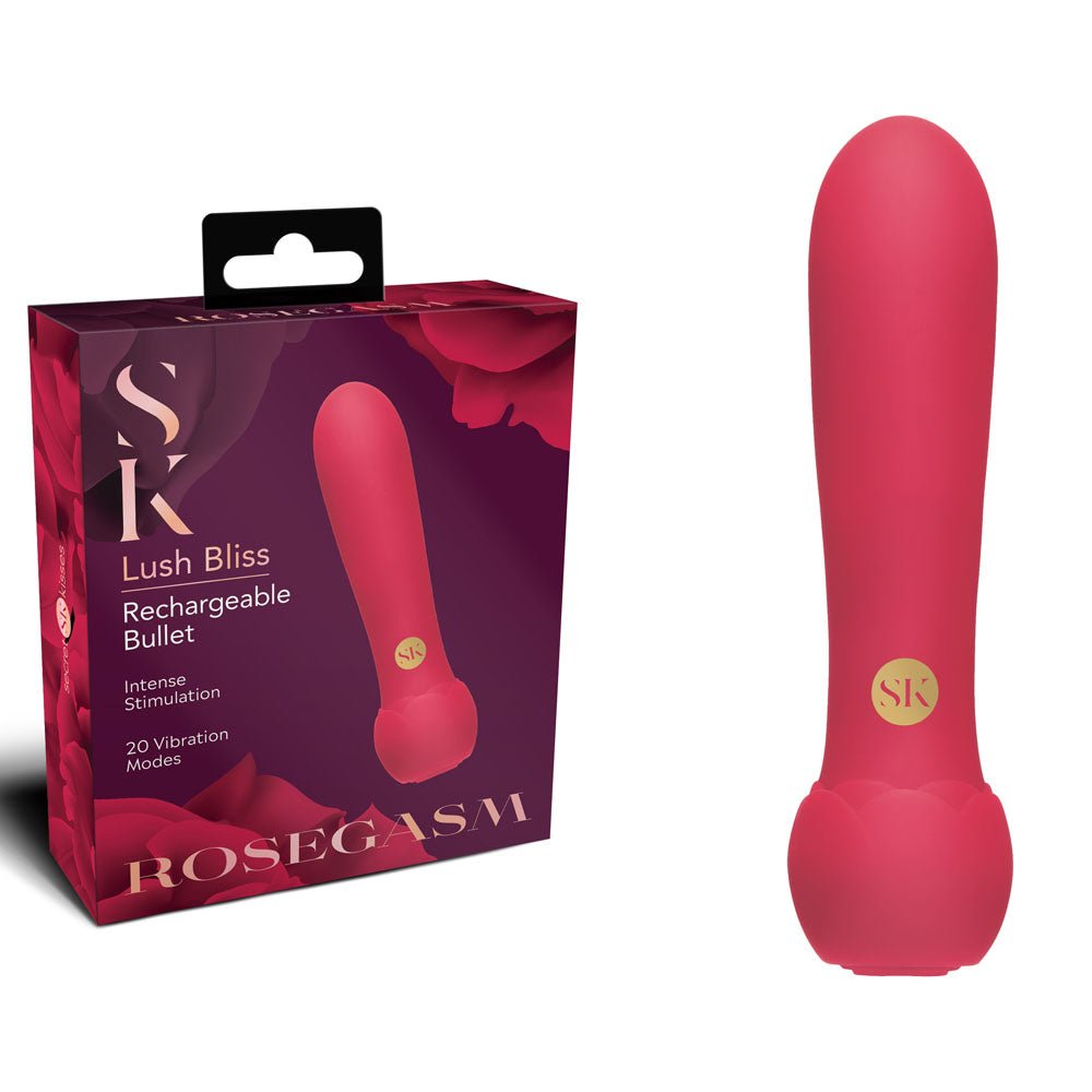 Secret Kisses ROSEGASM Lush Bliss Bullet - 10.8 cm USB Rechargeable Bullet - Pleasure Den