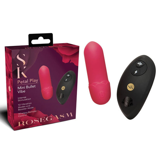Secret Kisses ROSEGASM Petal Play Mini Bullet Vibe - 7.5 cm USB Rechargeable Bullet with Wireless Remote - Pleasure Den