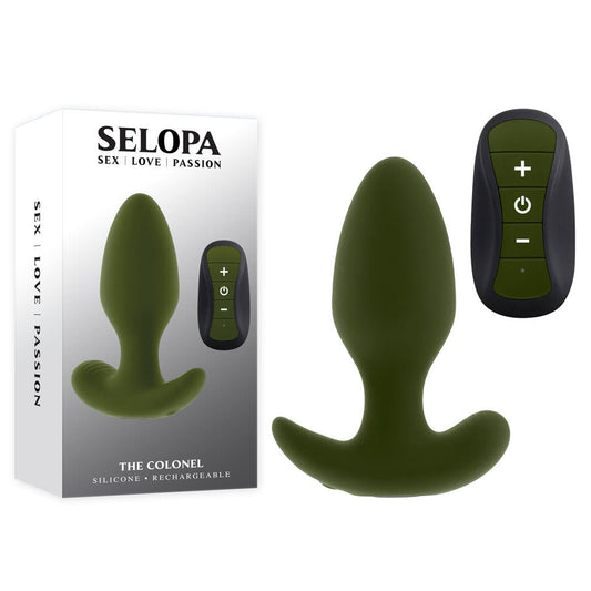 Selopa THE COLONEL - 10.1 cm USB Rechargeable Vibrating Butt Plug with Wireless Remote - Pleasure Den