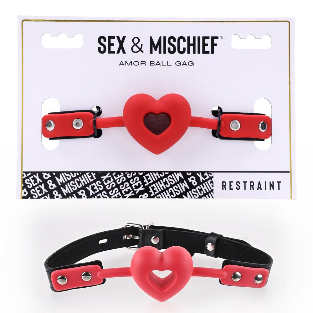Sex & Mischief Amor Ball Gag - /Black Mouth Restraint - Pleasure Den