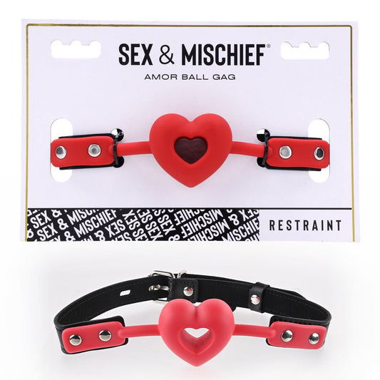 Sex & Mischief Amor Ball Gag - /Black Mouth Restraint - Pleasure Den