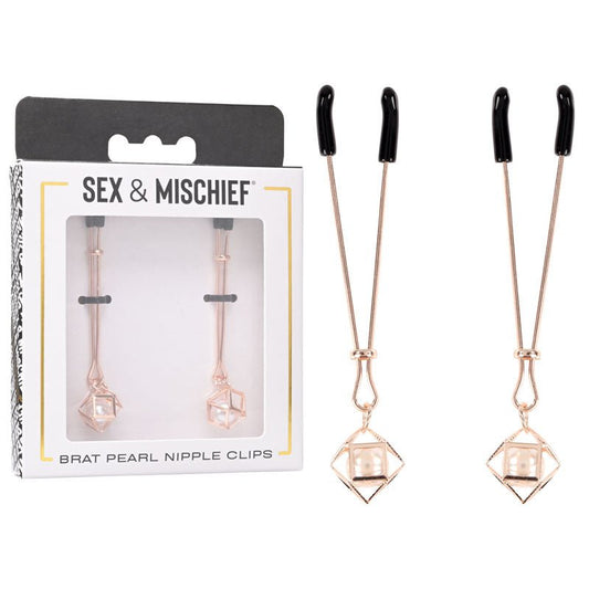 Sex & Mischief Brat Pearl Nipple Clips - Set of 2 - Pleasure Den