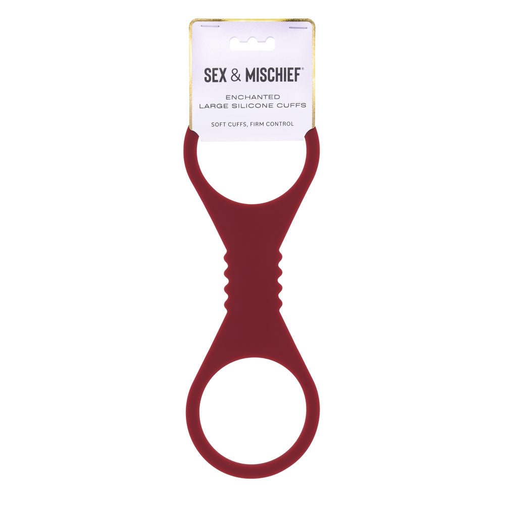 Sex & Mischief Enchanted Large Silicone Cuffs - Burgundy Large Restraints - Pleasure Den