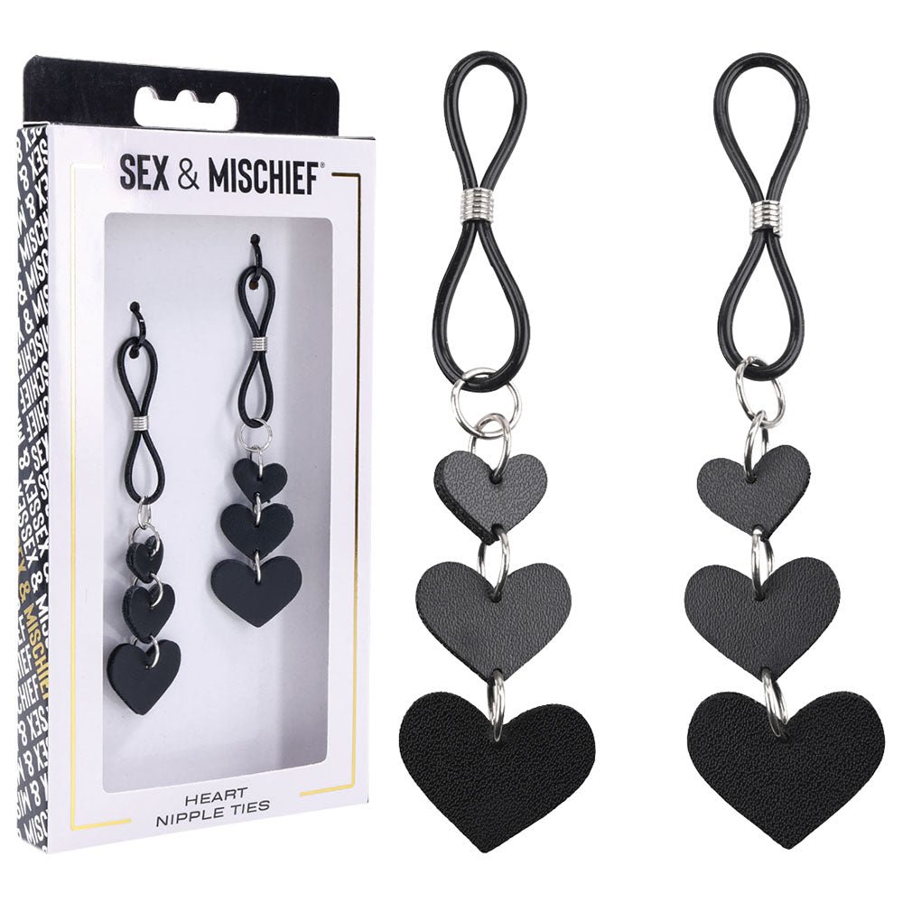Sex & Mischief Heart Nipple Ties - Nipple Restraints - Set of 2 - Pleasure Den