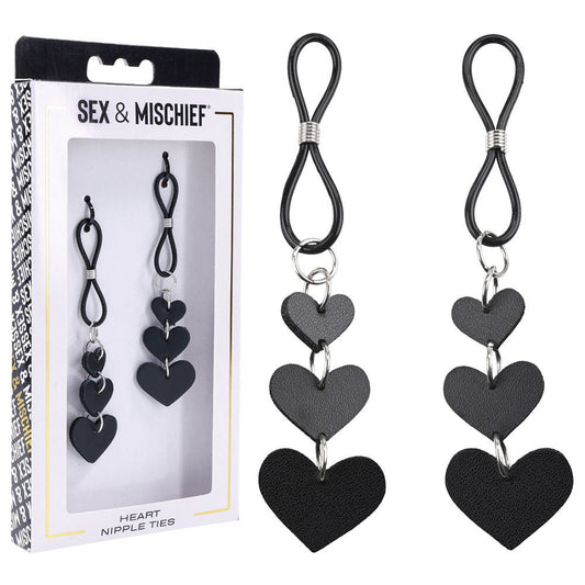 Sex & Mischief Heart Nipple Ties - Nipple Restraints - Set of 2 - Pleasure Den