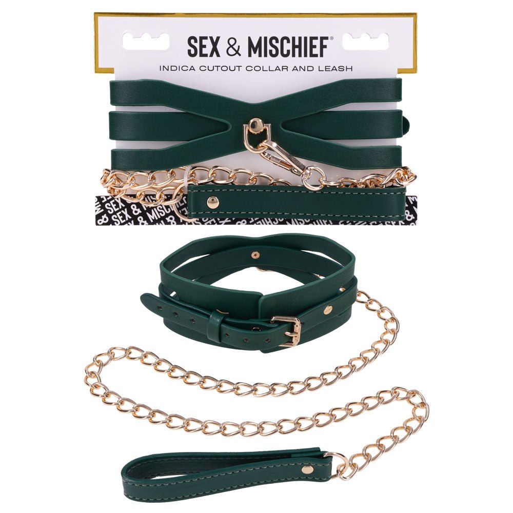 Sex & Mischief Indica Cutout Collar and Leash - /Gold Restraint - Pleasure Den