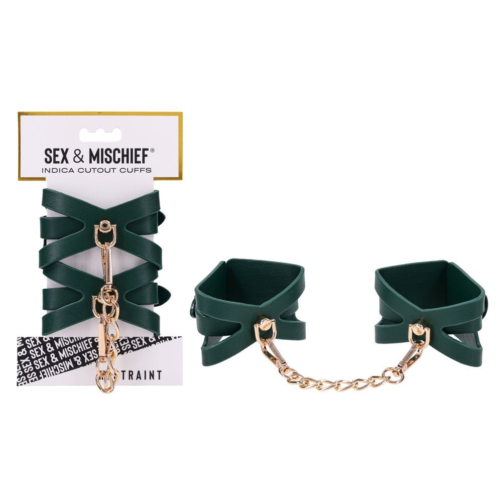 Sex & Mischief Indica Cutout Cuffs - /Gold Restraints - Pleasure Den