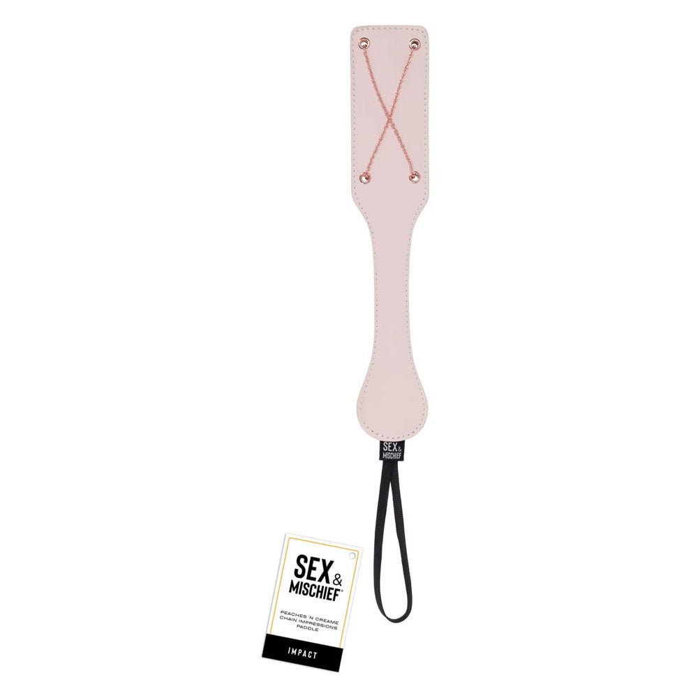 Sex & Mischief Peaches n CreaMe Chain Impressions Paddle - Peach Spanking Paddle - Pleasure Den