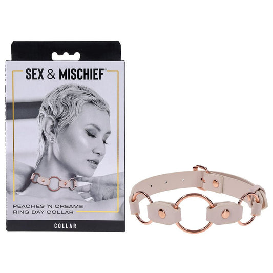 Sex & Mischief Peaches n CreaMe Ring Day Collar - Peach Bondage Collar - Pleasure Den