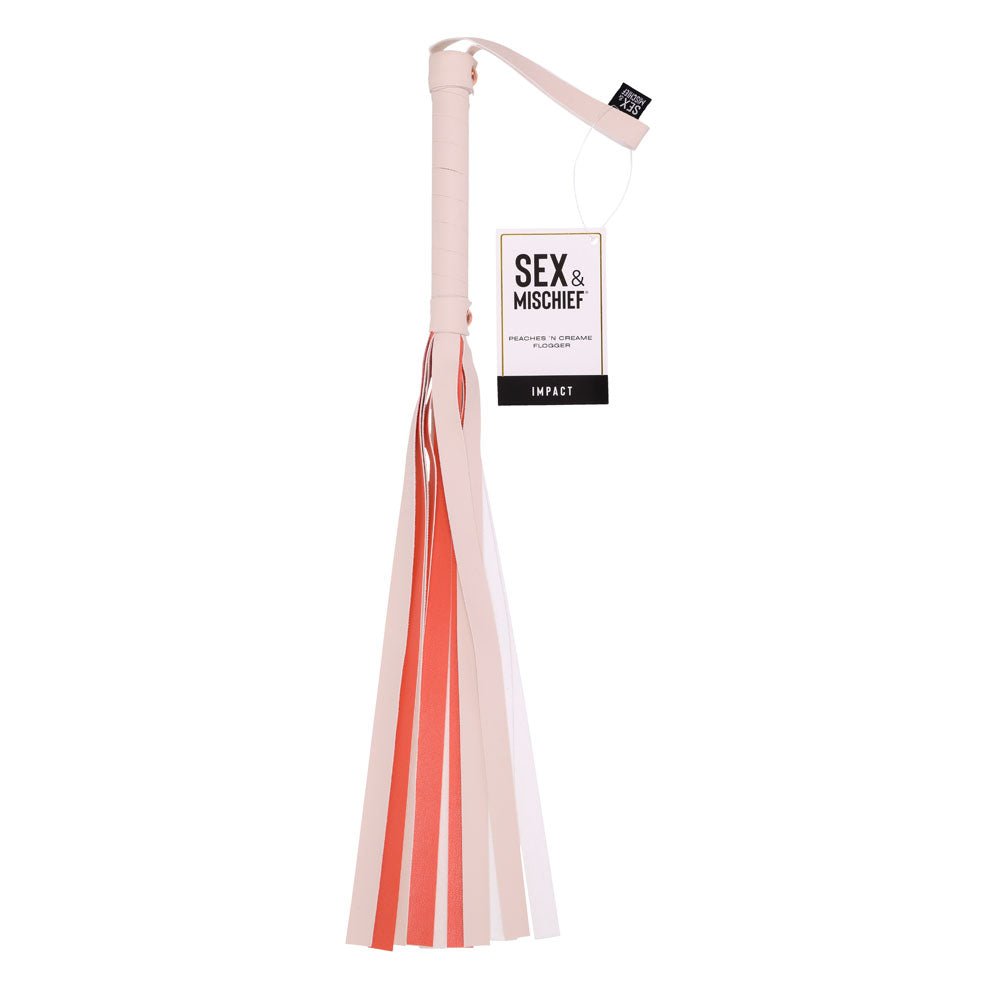 Sex & Mischief Peaches n CreaMe Stripe Flogger - Peach 80 cm Flogger Whip - Pleasure Den