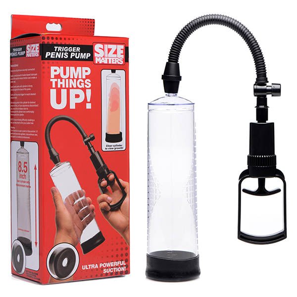 Size Matters Trigger Penis Pump - Clear Penis Pump - Pleasure Den