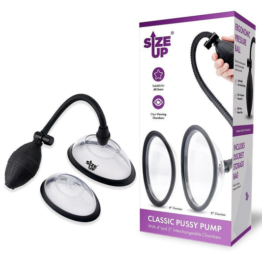 Size Up Classic Pussy Pump with 2 Chambers - Vagina Pump with 2 Interchangeable Chambers - Pleasure Den