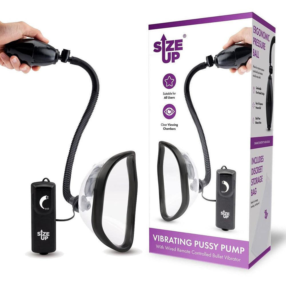 Size Up Vibrating Pussy Pump - Vibrating Vagina Pump - Pleasure Den
