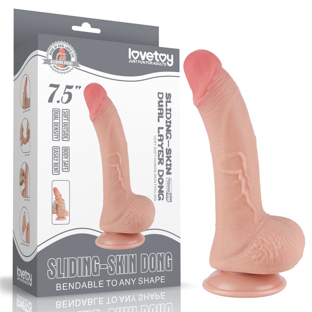 Sliding Skin Dual Layer Dong - 19.5 cm (7.5'') Dong with Flexible Skin - Pleasure Den