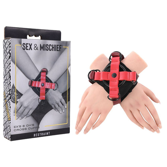 S&M Exs & Ohs Cross Cuffs - /Black Restraints - Pleasure Den