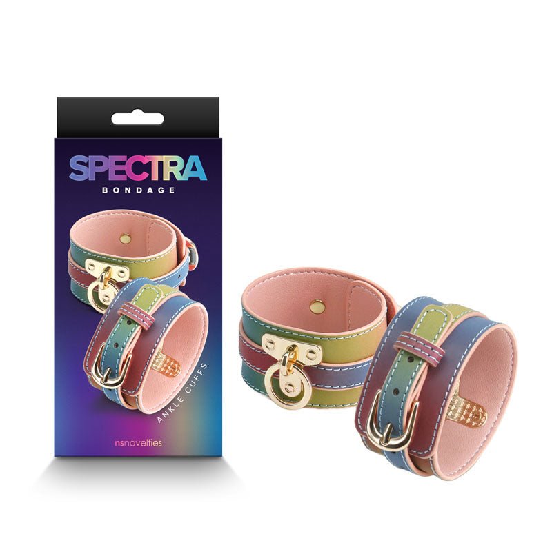 Spectra Bondage Ankle Cuffs - Rainbow - Rainbow Restraints - Pleasure Den