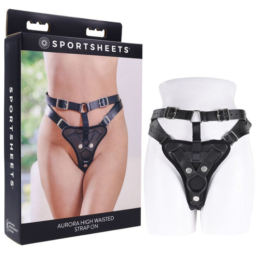 SPORTSHEETS Aurora High Waisted Strap On - Adjustable Strap-On Harness (No Probe Included) - Pleasure Den