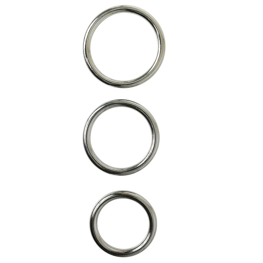 SPORTSHEETS Seamless Metal O-Ring 3 Pack - Metal Rings - Set of 3 Sizes - Pleasure Den