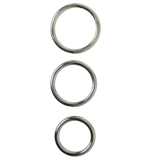 SPORTSHEETS Seamless Metal O-Ring 3 Pack - Metal Rings - Set of 3 Sizes - Pleasure Den