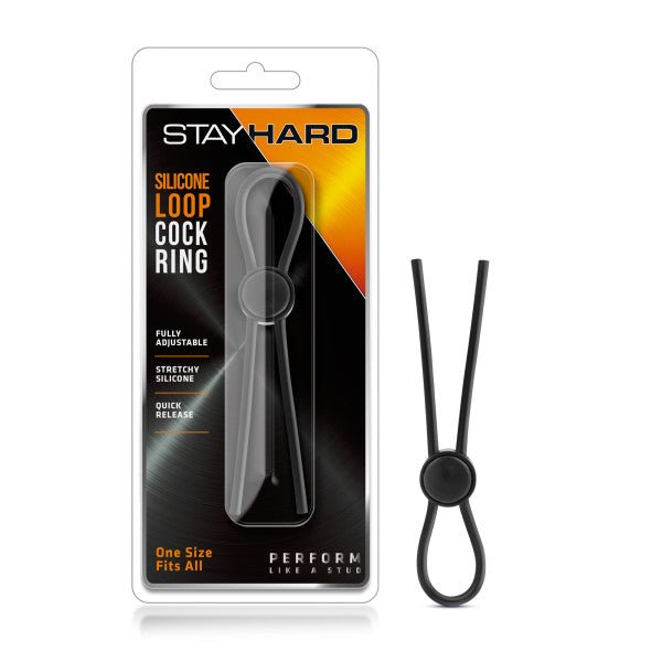 Stay Hard - Silicone Loop Cock Ring - Adjustable Lasso Cock Ring - Pleasure Den