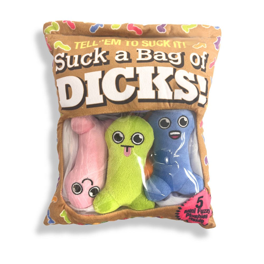 Suck A Bag Of Dicks Plushy Pillows - Mini Fuzzy Dicky Plushy Pillows - Set of 5 - Pleasure Den