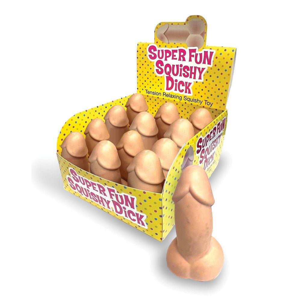Super Fun Squishy Dick - Counter Display - Novelty Stress Penis - Counter Display of 12 - Pleasure Den
