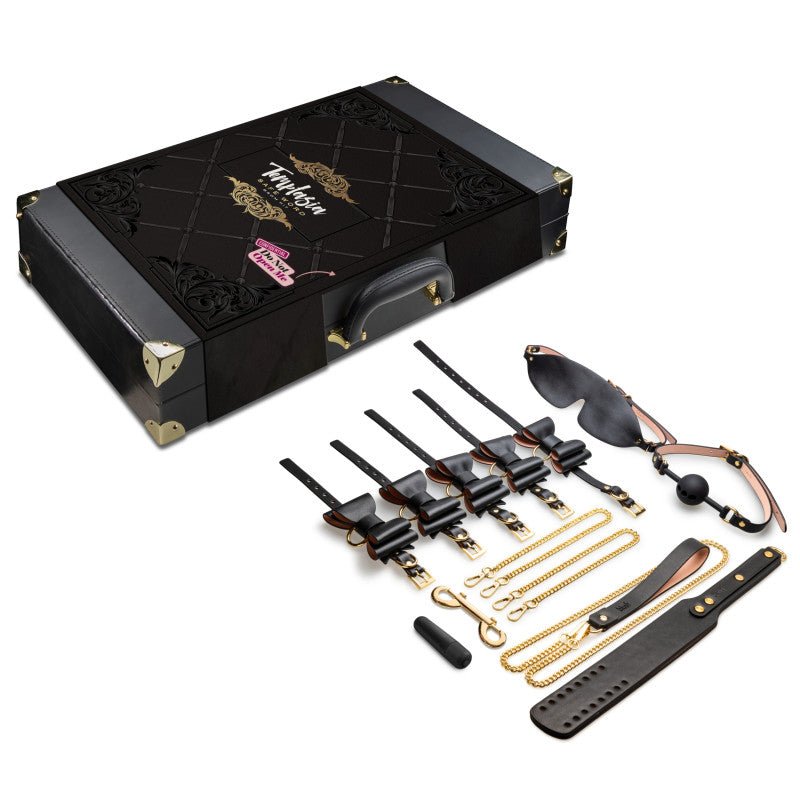 Temptasia Safe Word Bondage Kit with Suitcase - 9 Piece Bondage Set - Pleasure Den