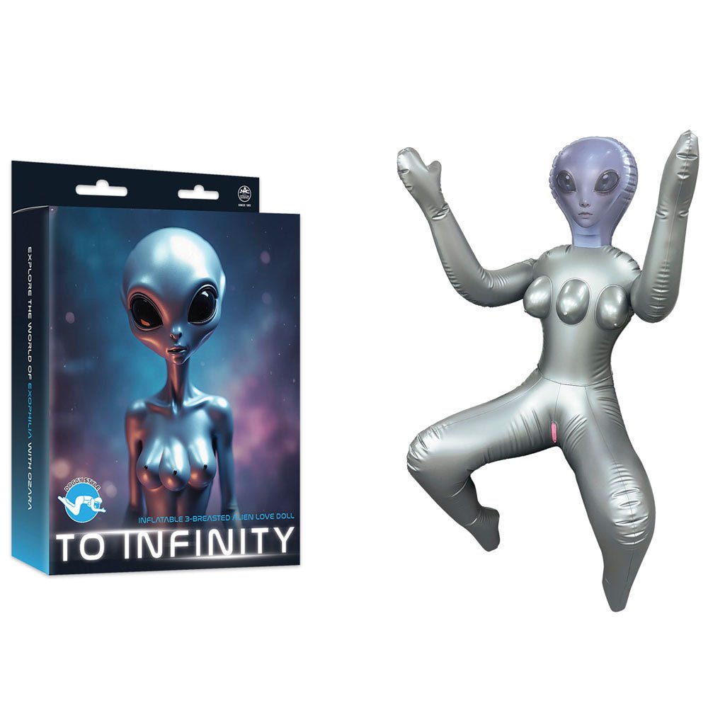 To Infinity - Silver Inflatable Squatting Alien Love Doll - Pleasure Den