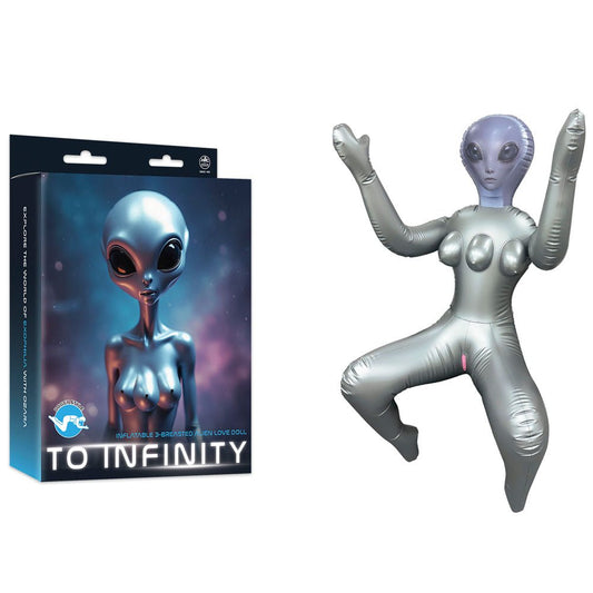 To Infinity - Silver Inflatable Squatting Alien Love Doll - Pleasure Den